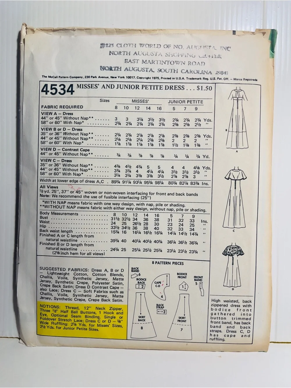 Simplicity & McCall's Vintage Sewing Pattern Lot - Yellow Blue Red Floral